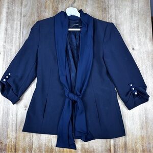 Zara Navy Women's Blazer with Tie Front